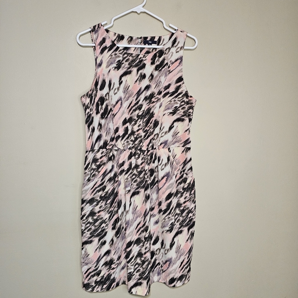 Gap Sleeveless Dress Multicolor Women's Size 8 Cheetah Animal Print Ruched